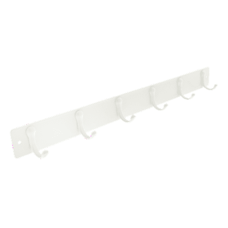 Mainstays 19 in. Wall Mounted Metal 6 Hook Rack, White Now $8.48